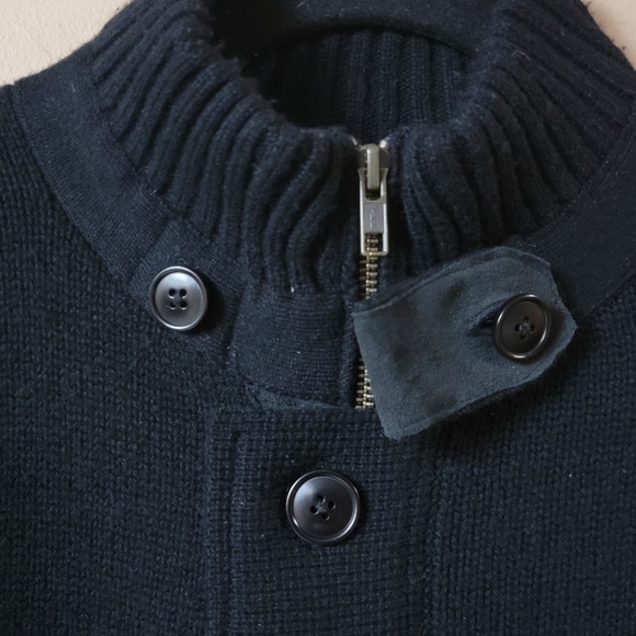 Men's Knit Cardigan Zipper & button closure Merino Wool Cashmere & Suede XLARGE - Picture 5 of 9